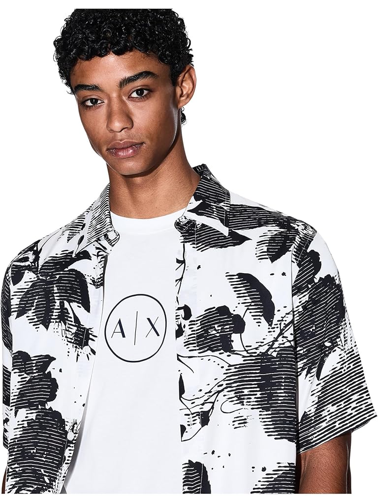 Pewter Armani Exchange Circle Chest Logo T-shirt