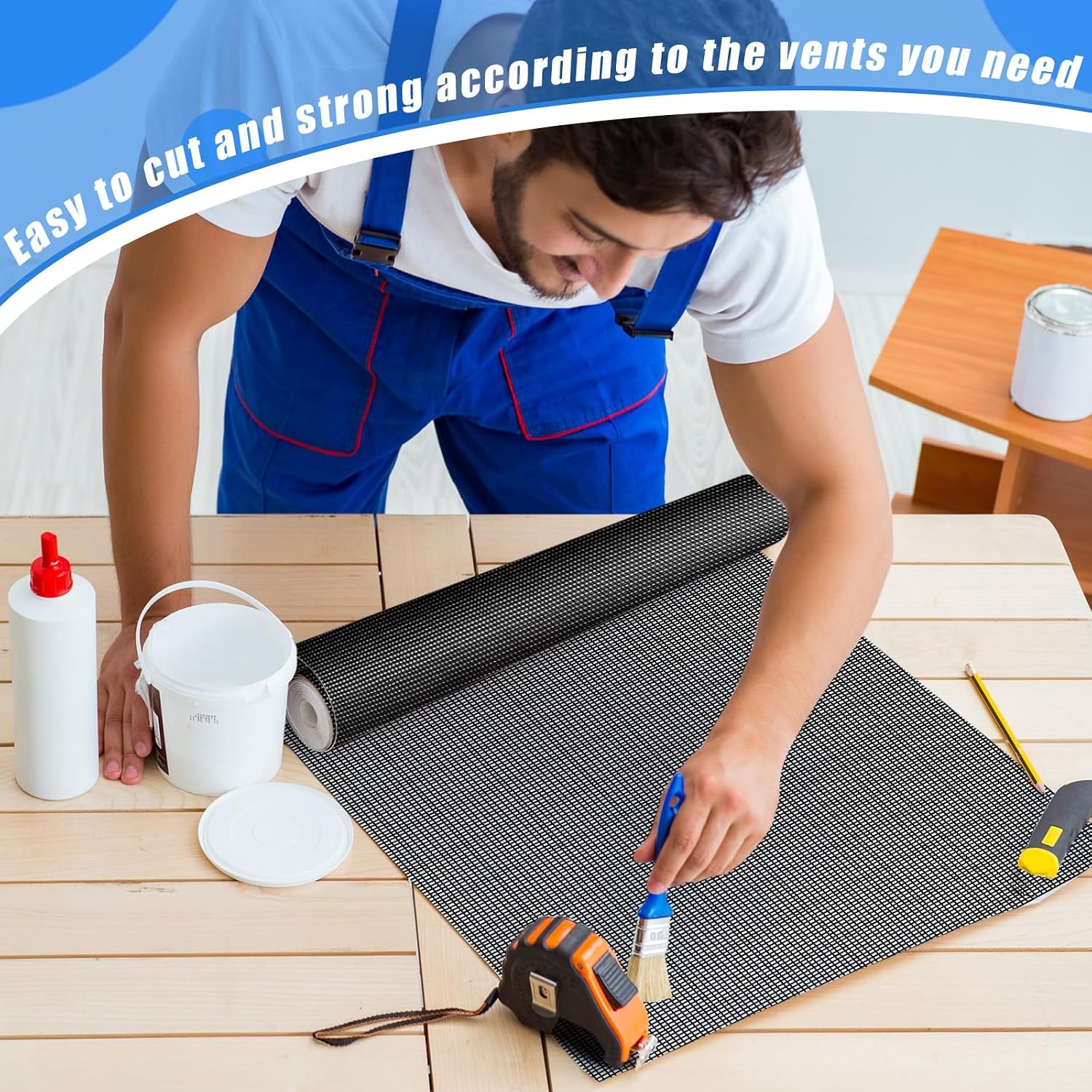 8 Inch x 164 ft Vent Mesh Fiberglass Window Screen Mesh Roll, Easy-to-Cut Screen Door Meshs for Gardening Window Wall Ceiling Floor Repair Replacement