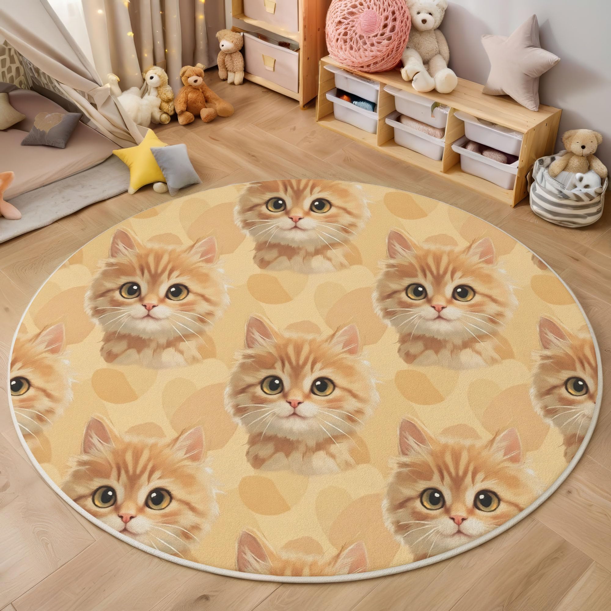 Tapis de chambre lavable jaune pour nettoyer facilement les taches de chat