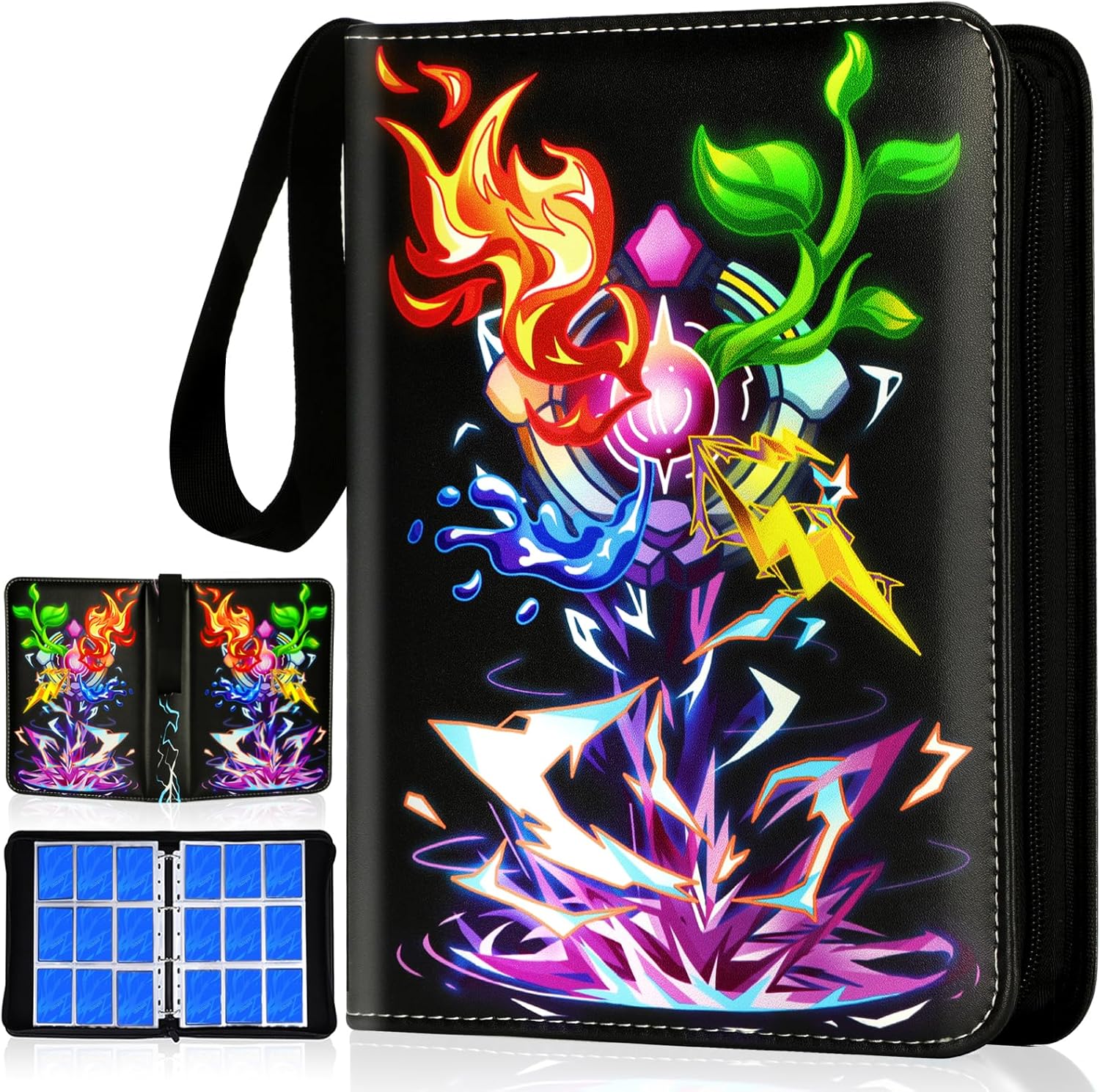 Card Binder for Cards, 9-Pocket Trading Card Binder with 50 Removable Sleeves Fits 900 Cards, Great Creative Design Card Collection Binder Album Gift for Boys Girls Aged 4 to 16 (900 Cards Purple)