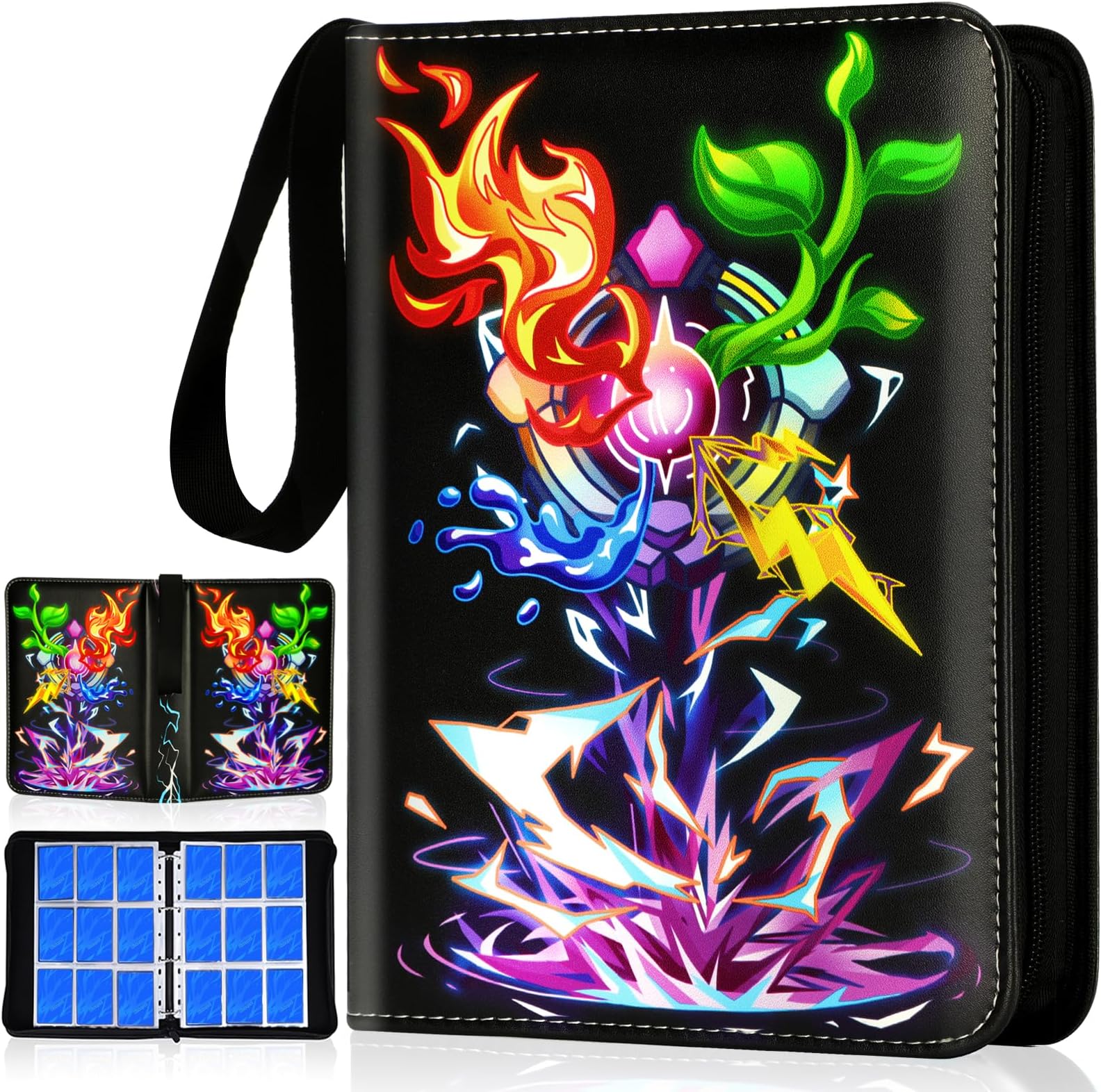 Card Binder for Cards, 9-Pocket Trading Card Binder with 50 Removable Sleeves Fits 900 Cards, Great Creative Design Card Collection Binder Album Gift for Boys Girls Aged 4 to 16 (900 Cards Purple)
