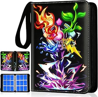 Card Binder for Cards, 9-Pocket Trading Card Binder with 50 Removable Sleeves Fits 900 Cards, Great Creative Design Card Collection Binder Album Gift for Boys Girls Aged 4 to 16 (900 Cards Purple)
