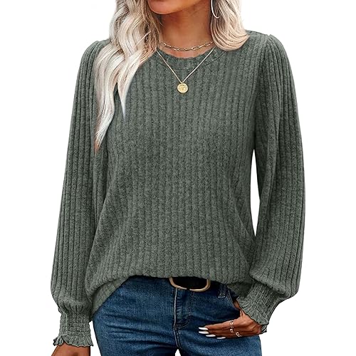 OFEEFAN Womens Tops Dressy Casual Long Sleeve Shirts for Women Business Casual Outfits Lightweight Fall Sweaters Warm