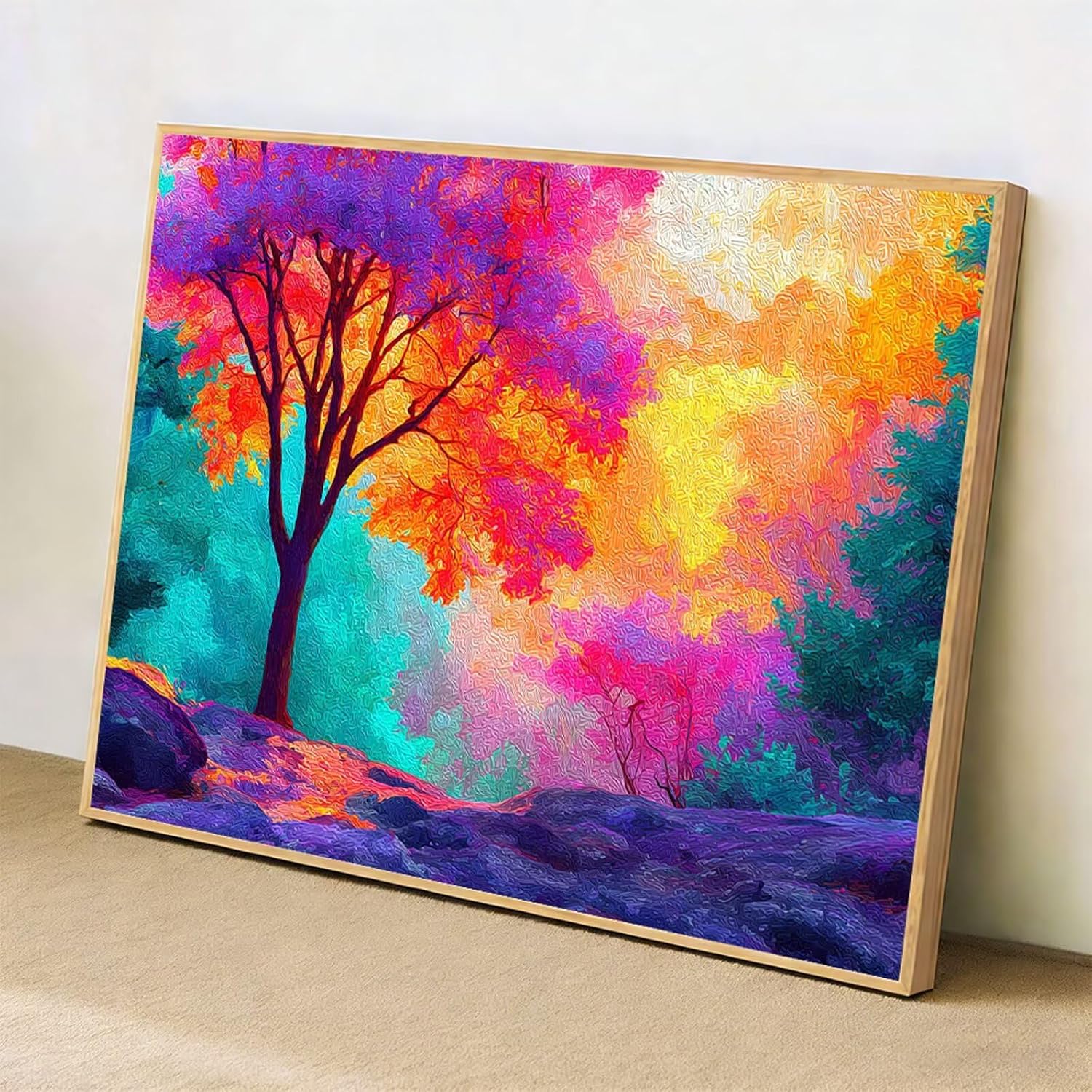 5D Diamond Painting Kits for Adults, 20x28 in Full Drill Gem Art Kits, DIY Diamond Embroidery Cross Stitch for Home Wall Decor, Relaxing Craft Gifts for Women (Tree & Colorful) 1Z-660