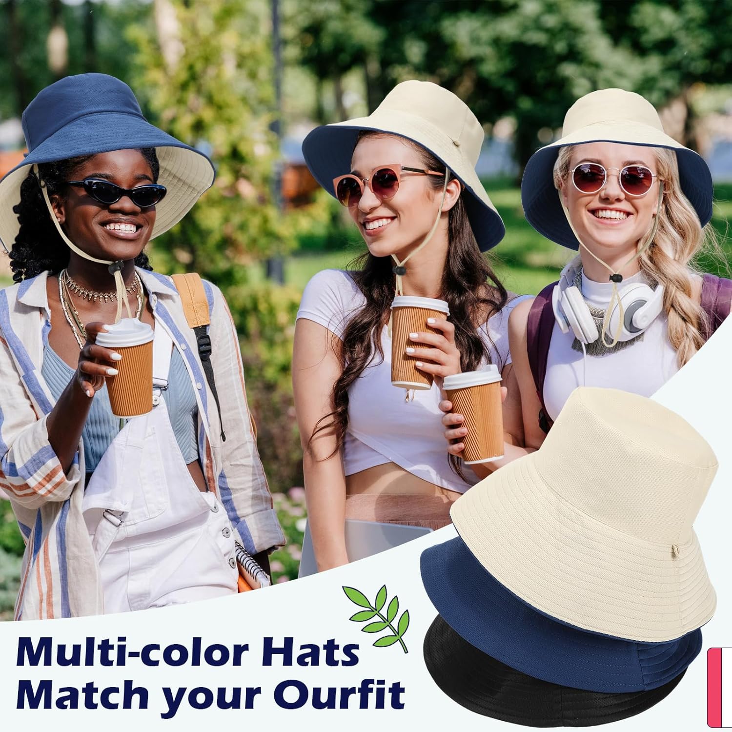 Xuhal 24 Pcs Wide Brim Bucket Hats for Women Bulk UPF 50+ UV Sun Hats Beach Summer Solid Color for Holiday