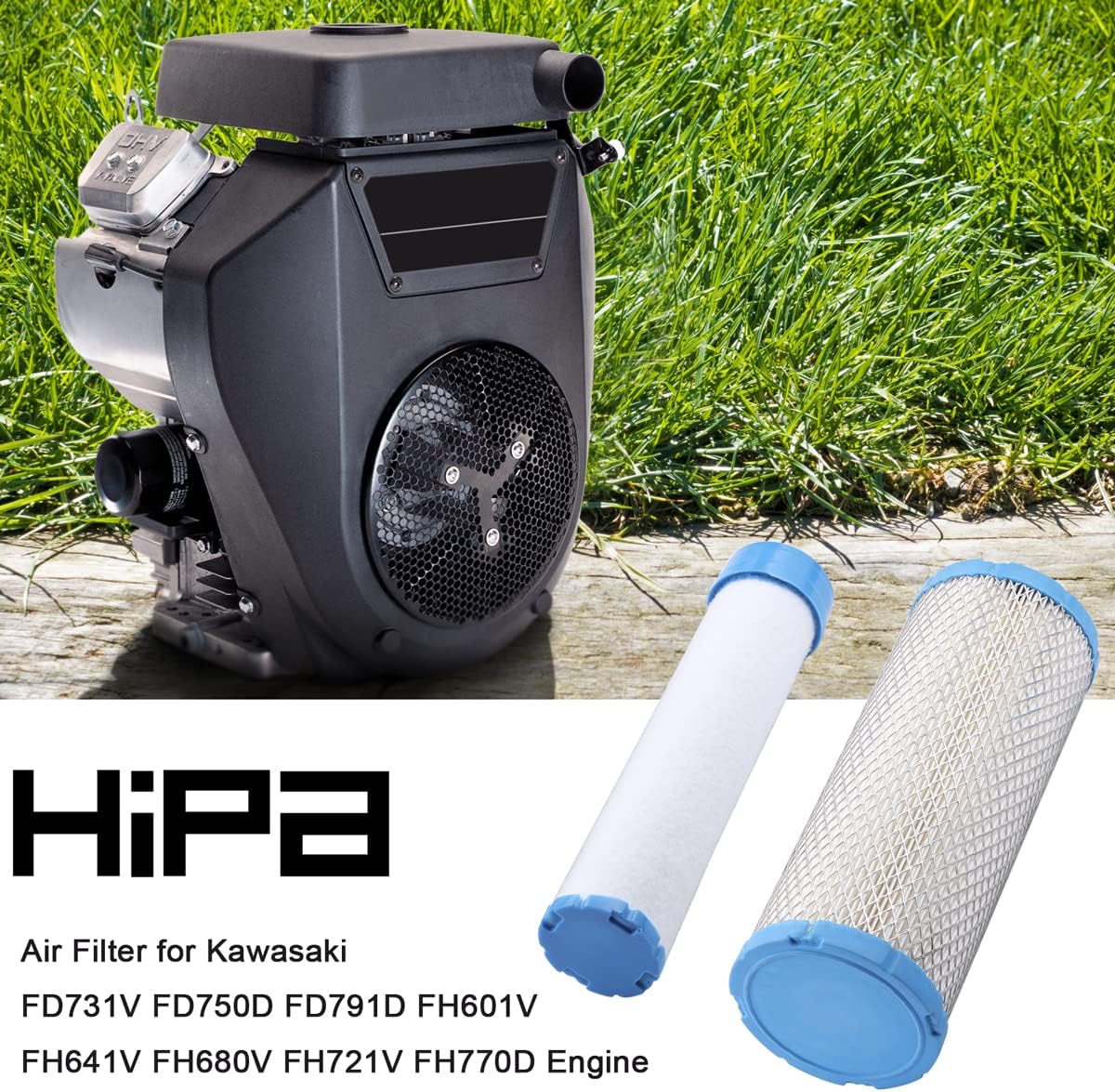 HIPA Outer Inner Air Filter for Kawasaki 11013-7044 11013-7020 11013-7019 11013-7045 Kohler 25 083 01 25 083 01-S 2508301 25 083 04 2508304 JD M131802 M131803