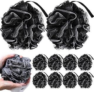 Pickmesh 10 Pcs Large XL 75g Shower Bath Loofah Sponge Soft Shower Loofahs Balls Bath Mesh Pouf Shower Ball Exfoliating Body Scrubber for Body Wash Men Women Bathroom Accessories