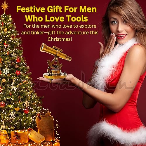 Miniatura 4 de Telescopio decorativo Alidade de latón de 4 pulgadas con brújula base regalos (4 pulgadas)