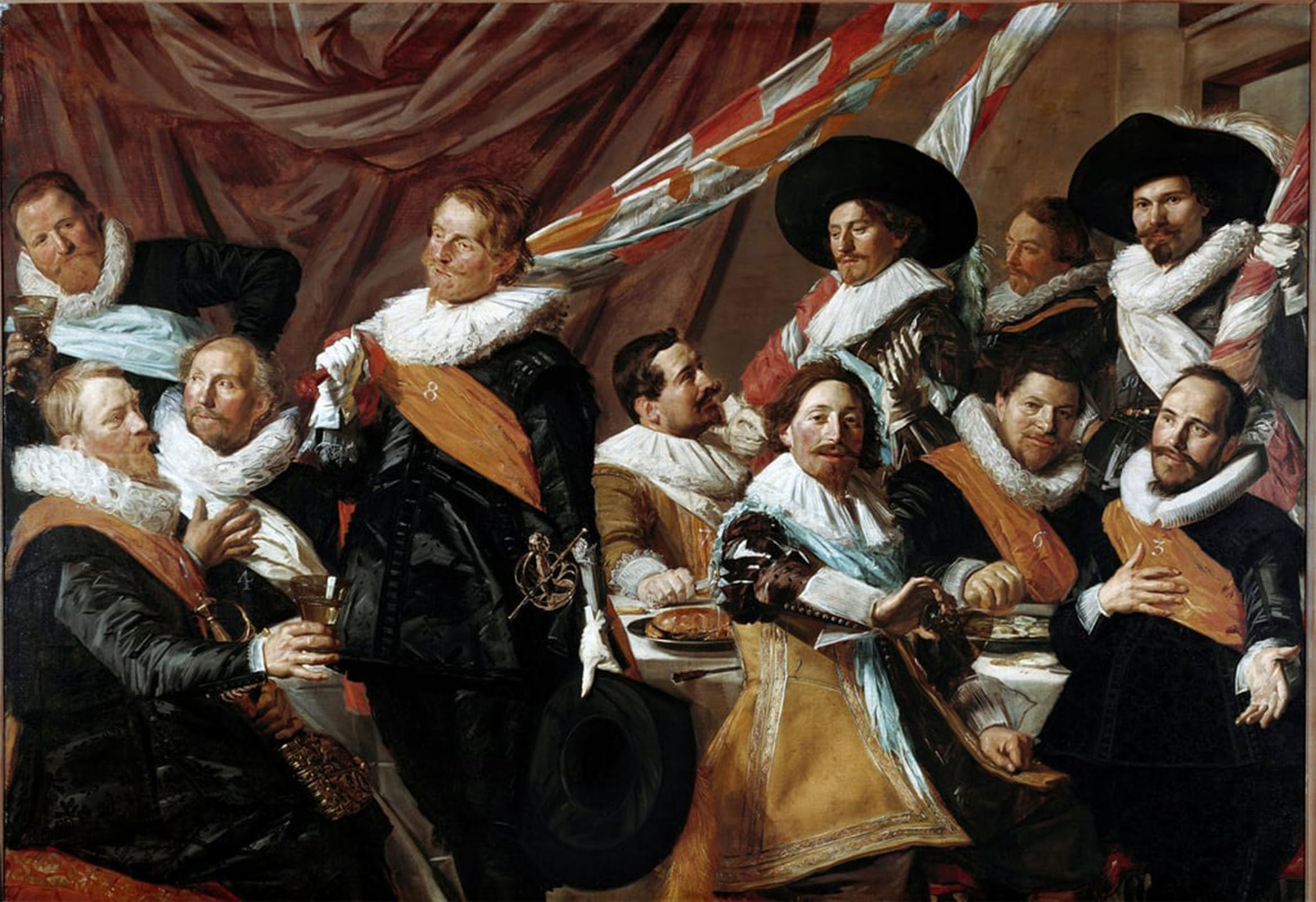 POSTERIIk Vintage Art Print Images Pictures Print the Banquet of the Officers of the Archers' Corps of Saint George of Haarlem Painting by Frans Hals for Office Home Decor 60x90cm