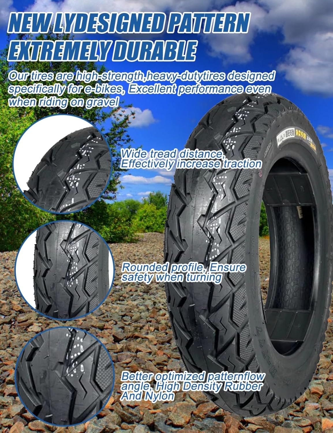 90/90-12 Tubeless Front or Rear Scooter Tire 12 Inches Rim，90/90/12 Tubeless Wear-Resistant Tire with Anti-Slip Street Tread, 90 90 12 Stab-Resistant, 300 kPa 59J, High Grip Tread