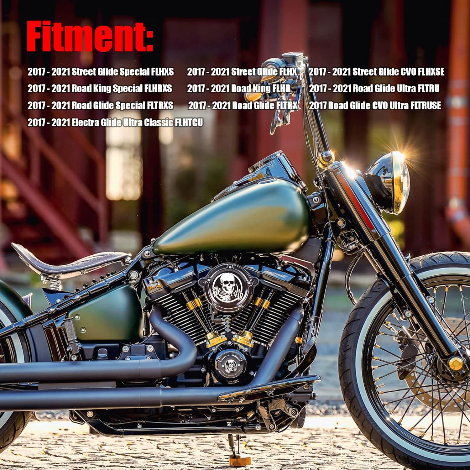 Goldfire M8 Derby Timing Timer Cover For H-D Touring Electra Road King Glide FLTRX 2017-2020 (Skull)