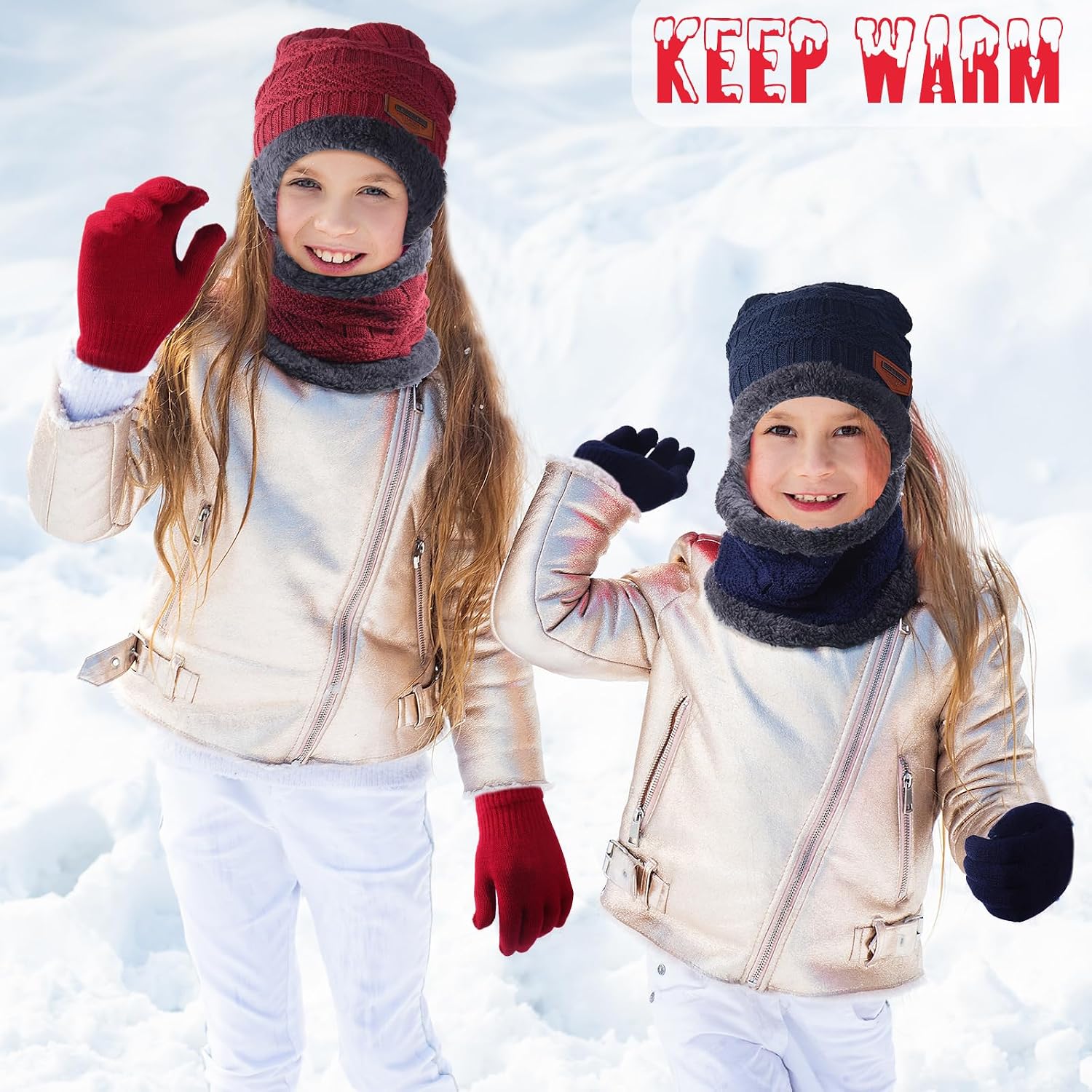 Liitrsh 24/48 Pcs Toddle Hat Scarf Glove Earmuffs for 2-8 Years Boy Girl, Winter Beanie Caps Gloves Mittens Earflaps
