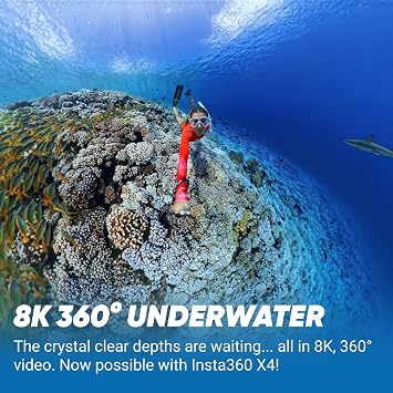Insta360 X4 Invisible Dive Bundle - 8K Waterproof 360 Action Camera, 4K Wide-Angle Video, Invisible Selfie Stick, Removable Lens Guards, 135 Min Battery Life, AI Editing, Stabilization