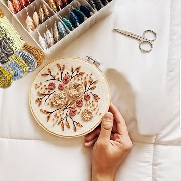 6 Skeins Embroidery Thread, Metallic Bronze Embroidery Floss Friendship Bracelet String, Polyester Cross-Stitch Threads for Hand Embroidery, String Art