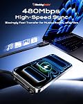 ChubbyCable StandLite 240W Braided Charging Cable with Built-in Phone Holder Durable USB-C Cable T-Folding Multi-Functional Right Angle, Black, 4.9ft