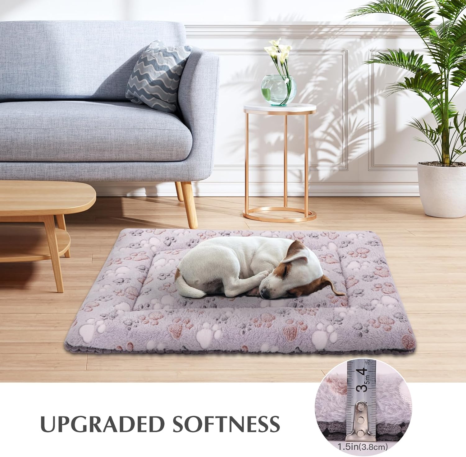 BBVAGSS Reversible Dog Crate Pad, Memory Foam Pet Bed Mat, Soft Warm Machine Washable Sleeping Kennel Mattress for Small Medium Dogs XH079 (36''x23''x1.6'',Grey Paw)