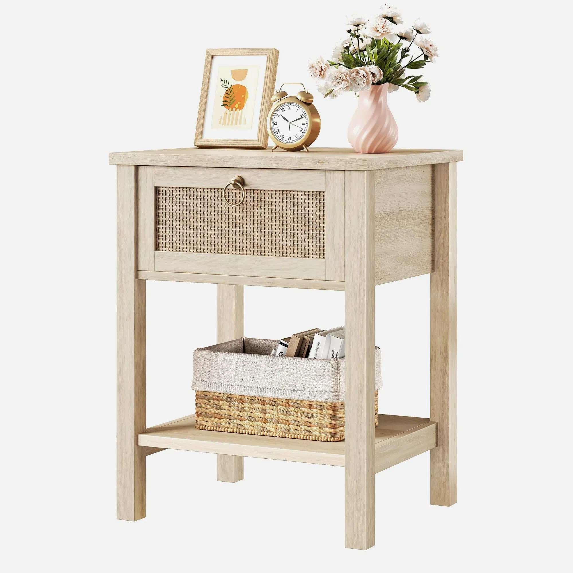 Amazon.com: Jocoevol Rattan Boho Nightstand Set of 2 - Large