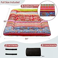 Vista 503 de Colchón futón japonés de piso gris constelación, de piso tatami, portátil, para acampar, para niños, sofá cama plegable enrollable con protector