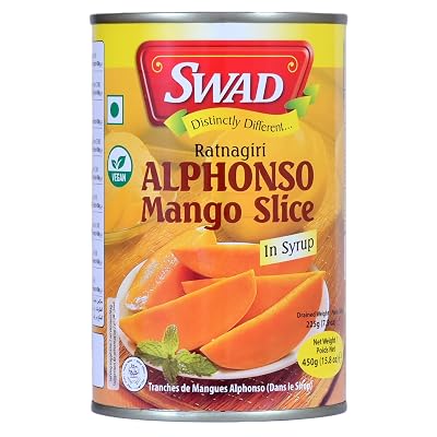 SWAD Alphonso Mango Slice with Syrup | No Added Preservatives & Sweeteners | Export Grade Happus Aam | Natural Mango Sli