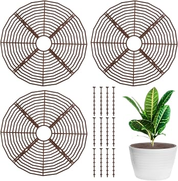 11.8 Inch Plant Pot Grid,3 Pack Plant Pot Soil Covers Protectors with 12 Stakes,Cat Pet Digging Stopper for Indoor Outdoor