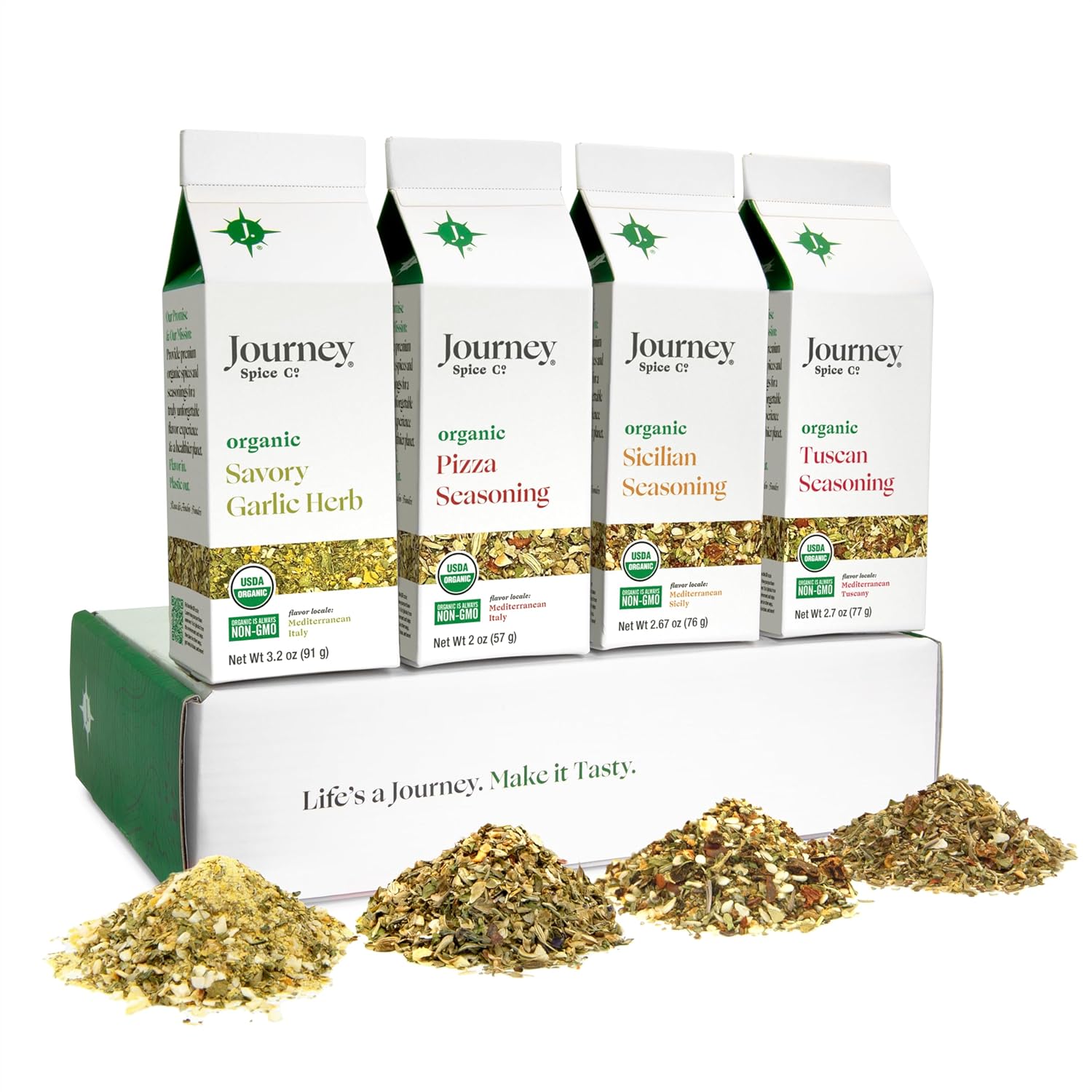 Gourmet Organic Italian Spice and Seasoning Gift Set by Journey Spice Co. | Salt-Free | Pizza Seasoning | Tuscan, Sicilian, Savory Garlic Herb | 10.57 oz. (total)