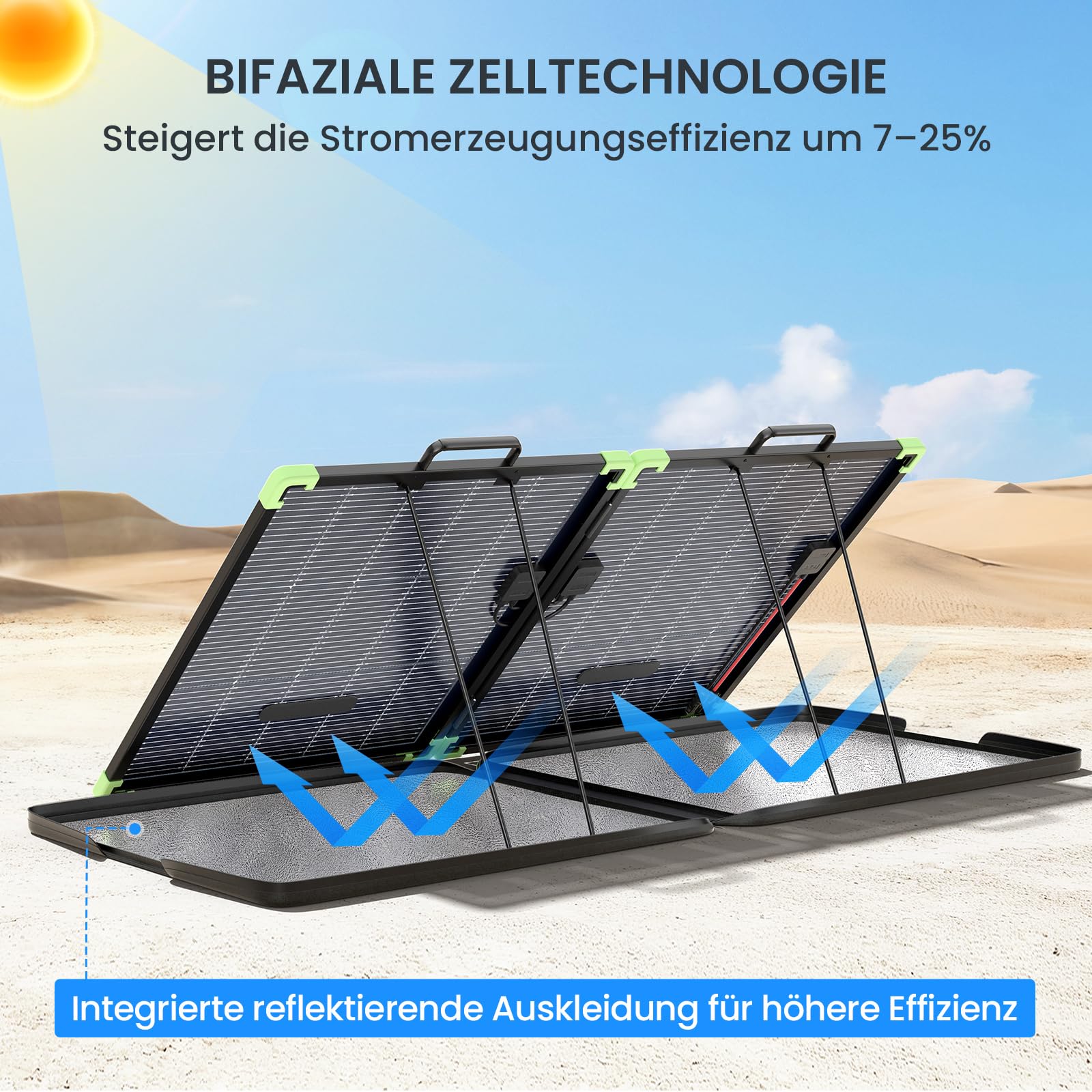 Callsun N-Type 16BB 100W Tragbares Bifazial Solarpanel Faltbare Monokristallines Solarpanel für Tragbare Powerstation