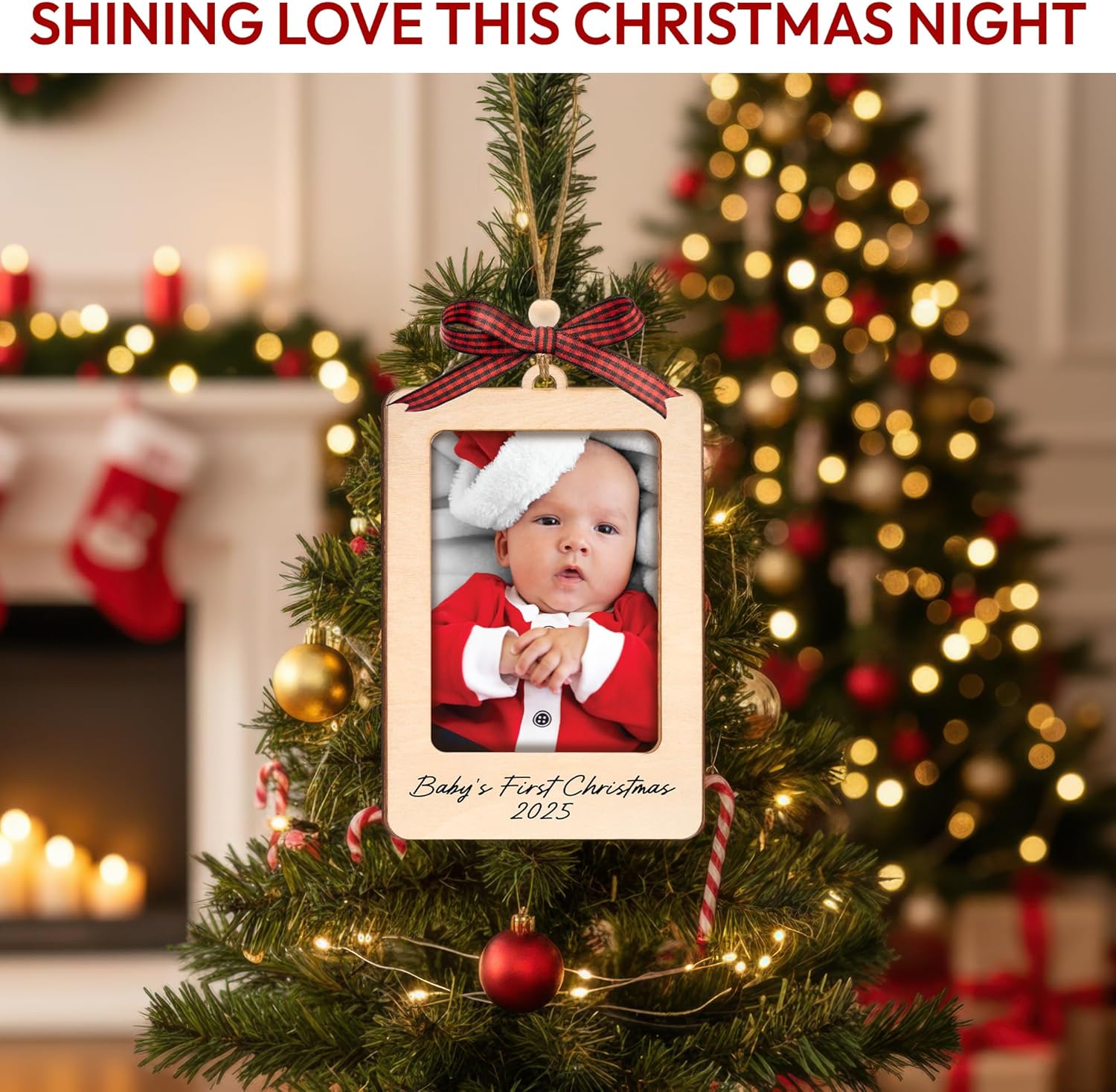 Baby's First Christmas Ornament 2025, Wooden Picture Frame Ornaments for Tree, Babys First Christmas Ornament 2025 Girl and Boy, Photo Frame Ornaments, 1st Xmas Gifts for Babies, Girl, Boy - Image 4