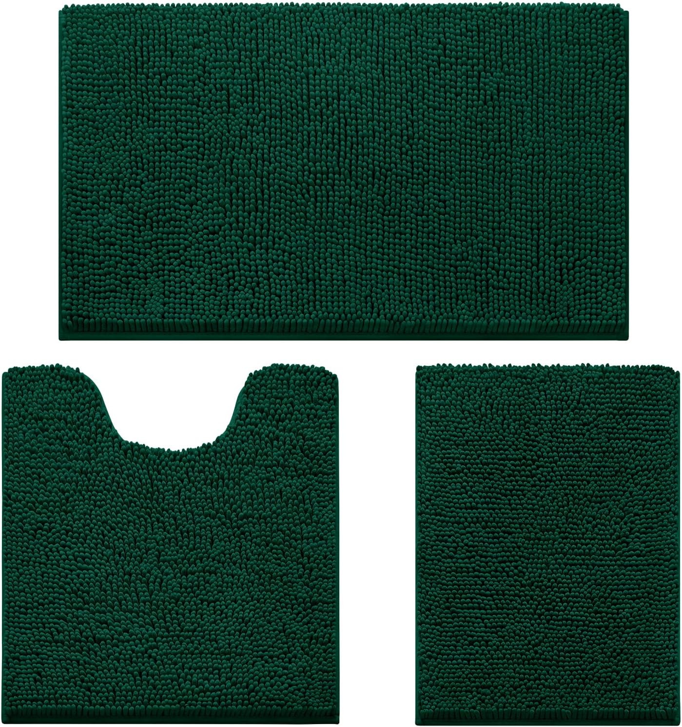 Solid 3pc Bathroom Rug Set Hunter Green 2 high Pile