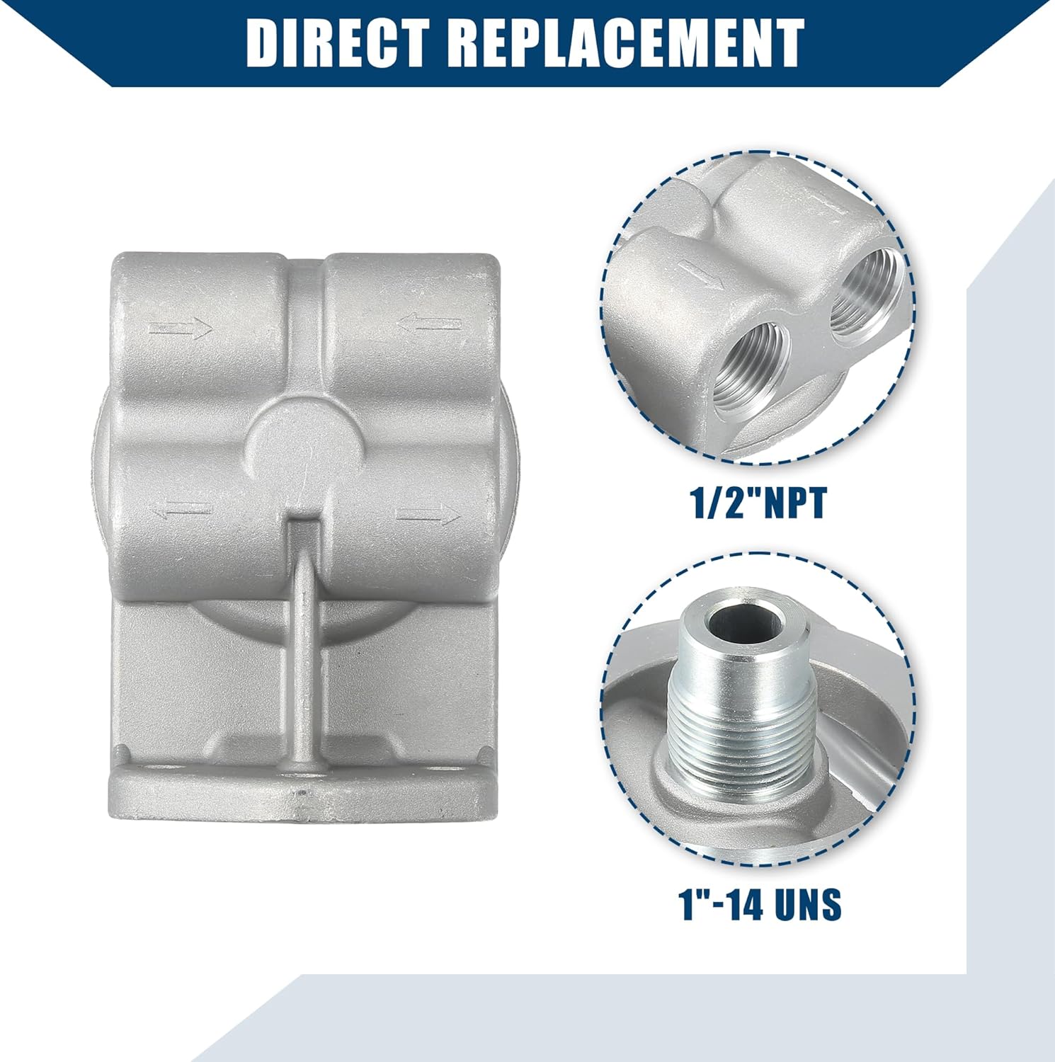 Fuel Filter Remote Mount Base for CAT 1R-0749 1R-0750 / Filter Mounting Base/Durable/Metal / 1 Pc/Silver Tone