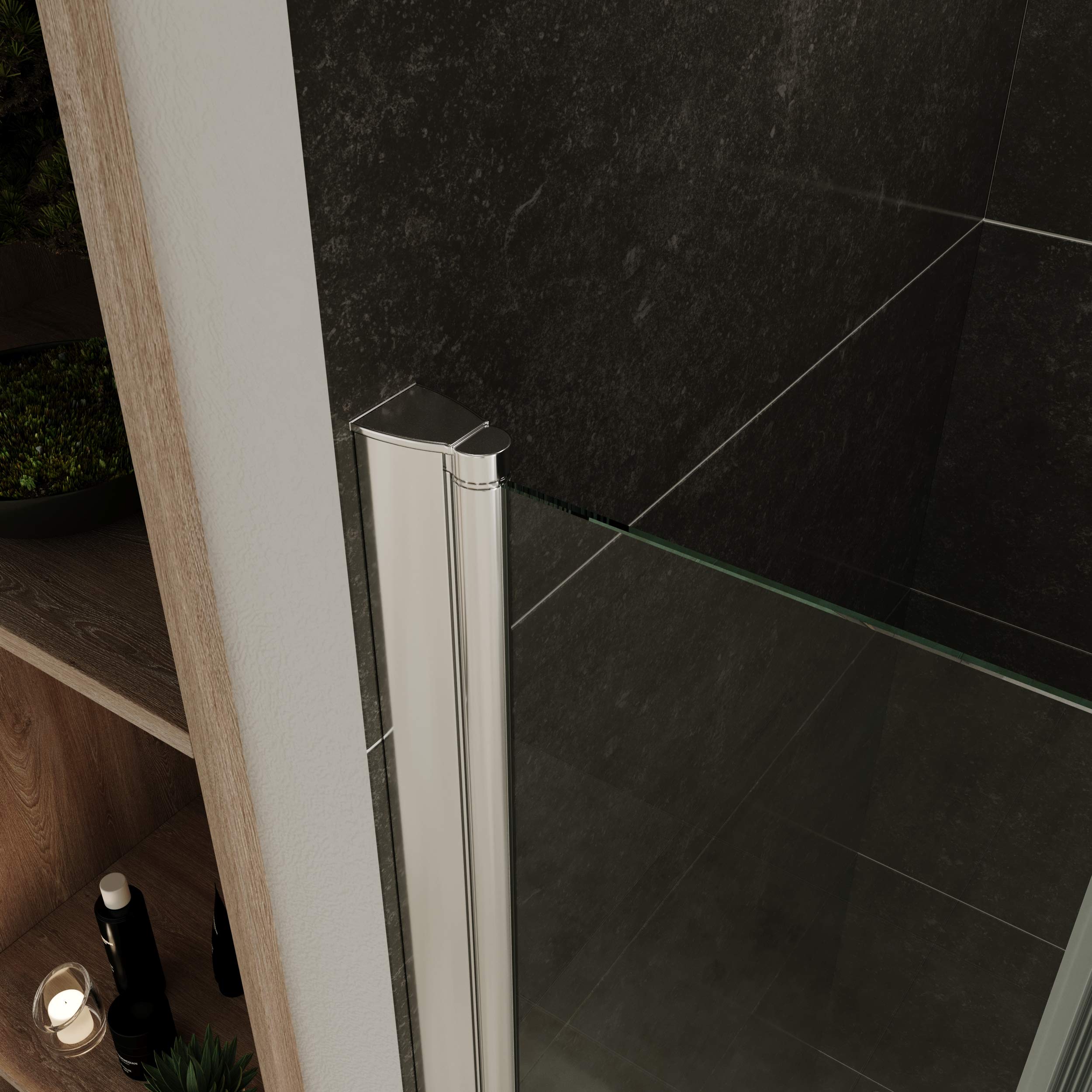Mampara de Ducha, Puerta Doble Abatible 92-95 x 195 cm - Vidrio de Seguridad Parcialmente Satinado ESG 6 mm, Perfiles Cromo #NM