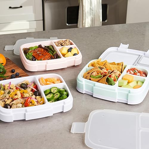 Miniatura 2 de Bentgo Fresh - Juego de 3 cajas de almuerzo reutilizables de 3 compartimentos para preparar comidas, alimentación saludable sobre la marcha y