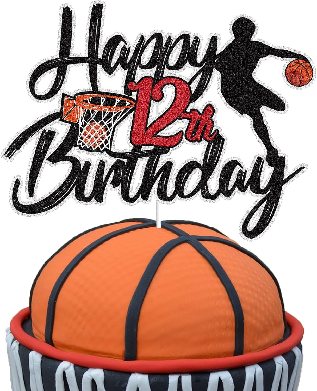 Basketball Happy 12th Birthday Cake Topper 12 Twelve Years