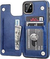 Vista 1 de OT ONETOP - Funda tipo cartera para iPhone 11 Pro Max con tarjetero, piel sintética con ranuras para tarjetas, doble cierre magnético y funda