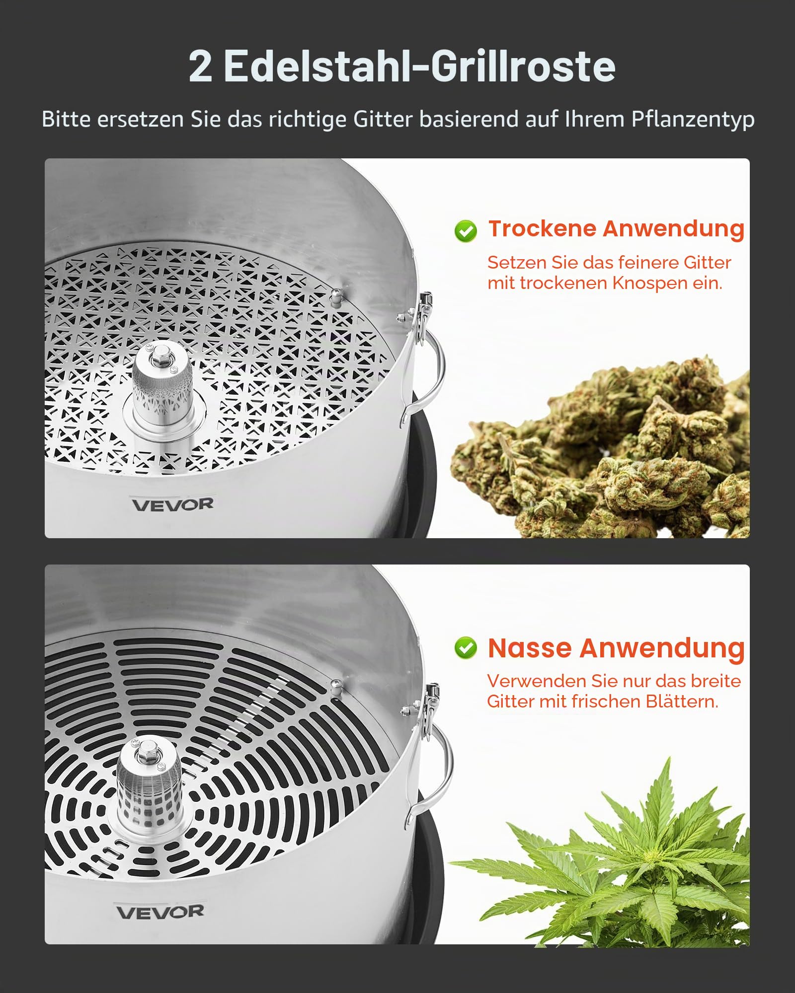 VEVOR Erntemaschine, 40,6 cm Blattschneider, Knospenschneider mit Edelstahlklingen, Nass- & Trocken-Hydrokultur-Schneidemaschine mit Tablett, Blattschüssel Trimmer für Pflanzenknospen & Blumen