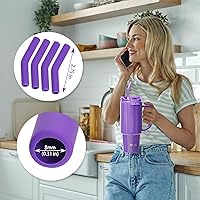 Vista 2 de Zibtes - 4 puntas de silicona para pajitas - Fundas de goma de metal de grado alimenticio para pajitas solo para popotes de acero inoxidable de 1/3