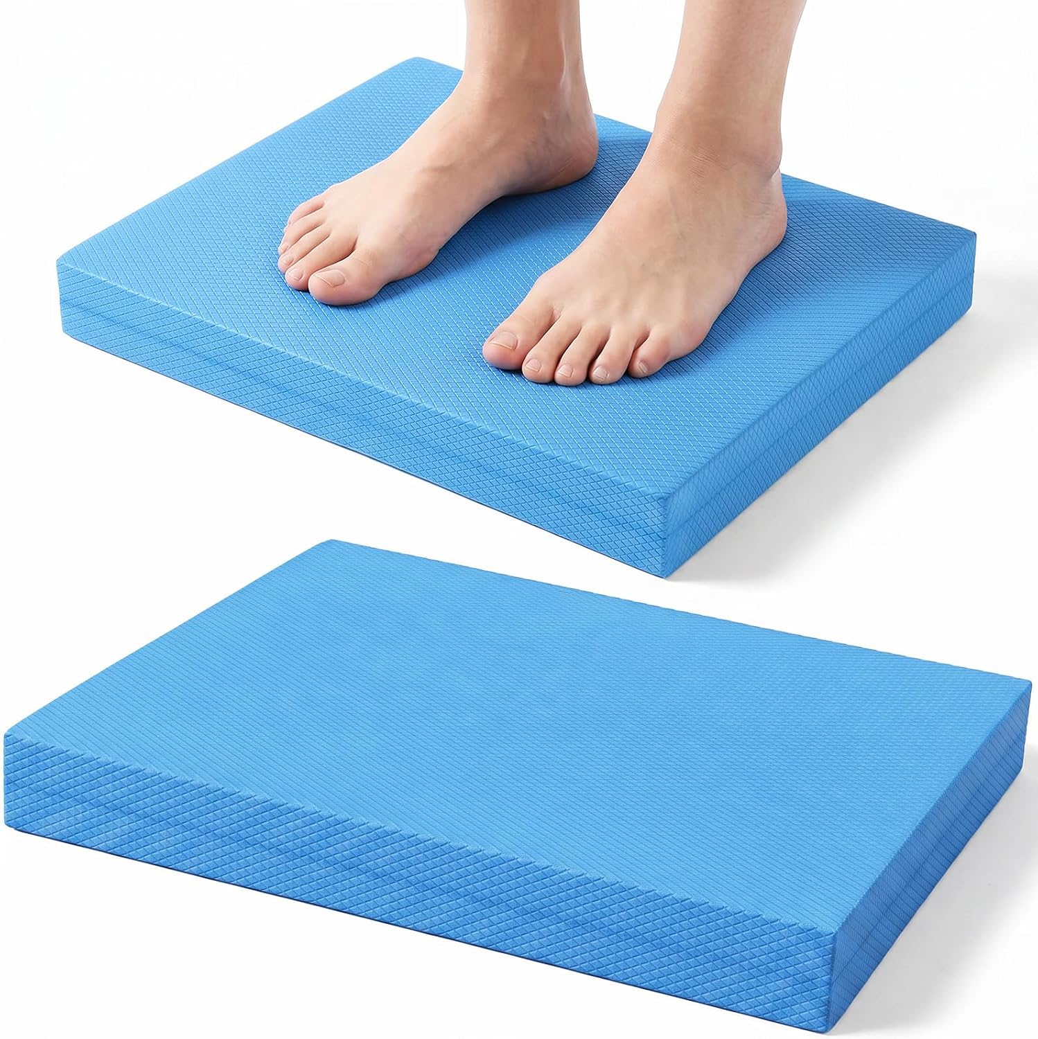 2 Pack Balance Pad para Entrenamiento, Cojín Antideslizante de Espuma TPE para Terapia Física, Rehabilitación, Yoga y Entrenamiento de Estabilidad, Alfombrilla Resistente al Agua 15.7x13x2 Pulgadas Azul miniatura 1