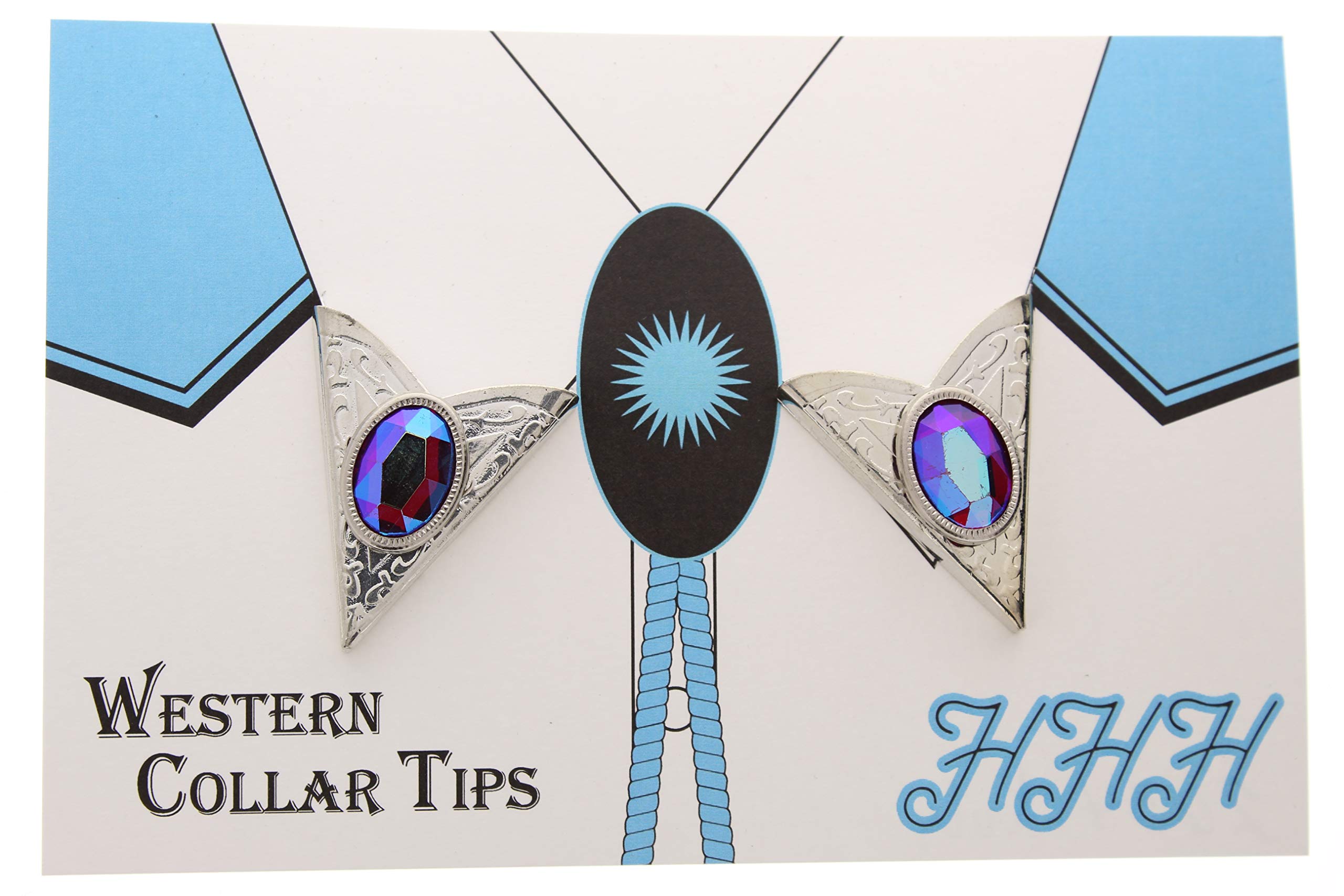 Light Blue Acrylic Collar Tips-Western Collar Tip-Dress Shirt Collar Stays-Silver Finish-Collar Stays for Men & Women