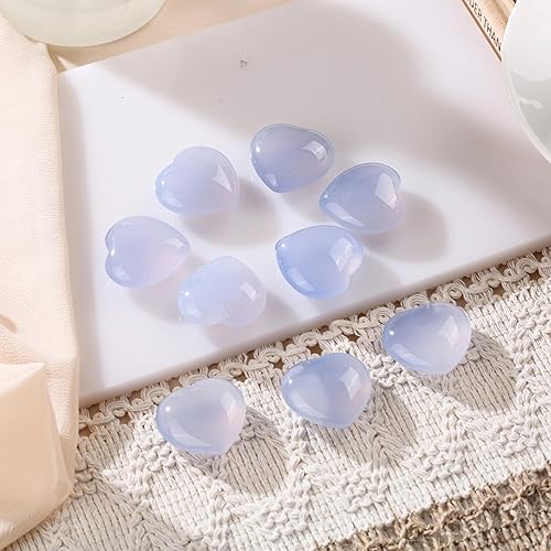 Miniatura 4 de 2 piedras de corazón grandes de 1.181 in, calcedonia azul en forma de corazón, cristales curativos pulidos de jade azul real, reiki, equilibrio