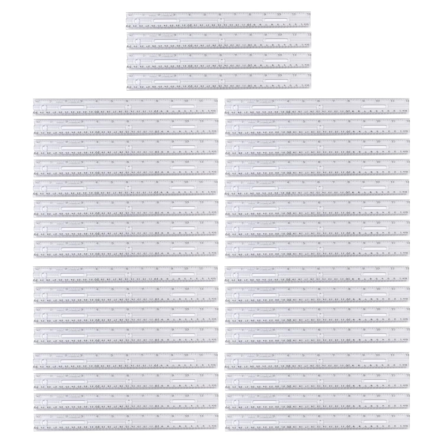 Advantus Plastic Ruler with Pencil Groove, 12-Inch, Clear, Pack of 36