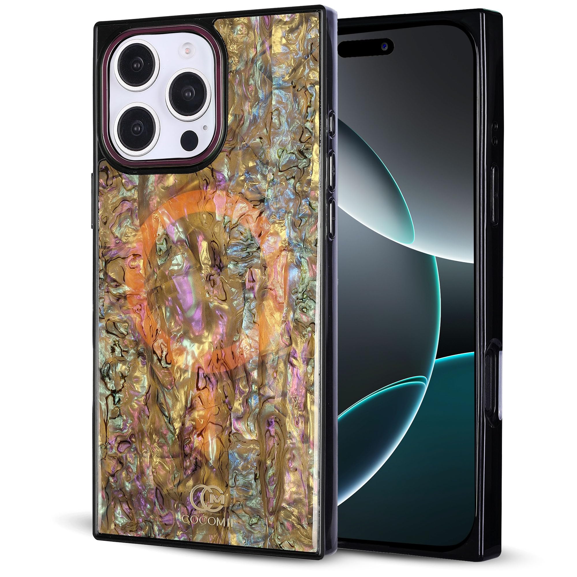Coque magnétique iPhone 16 Pro Max nacre d'ormeau brillant et antichoc