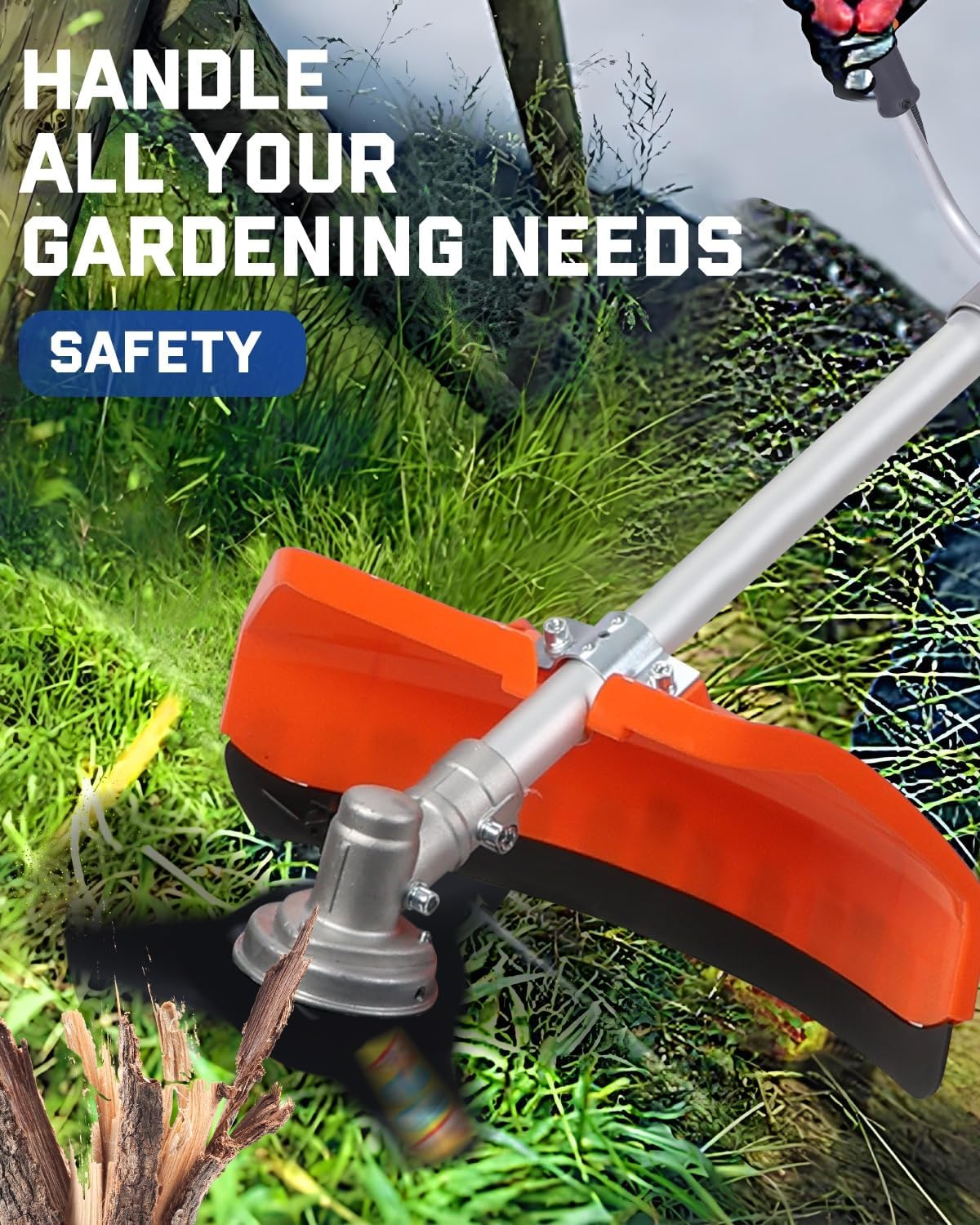 52CC Gas Weed Eater, 3-in-1 String Trimmer/Brush Cutter/Edger – 18″ Cutting Swath, Balanced 18.5LB Design, Full-Crank 2-Stroke Engine, Quick-Start System for Effortless Yard Care (PT6091)