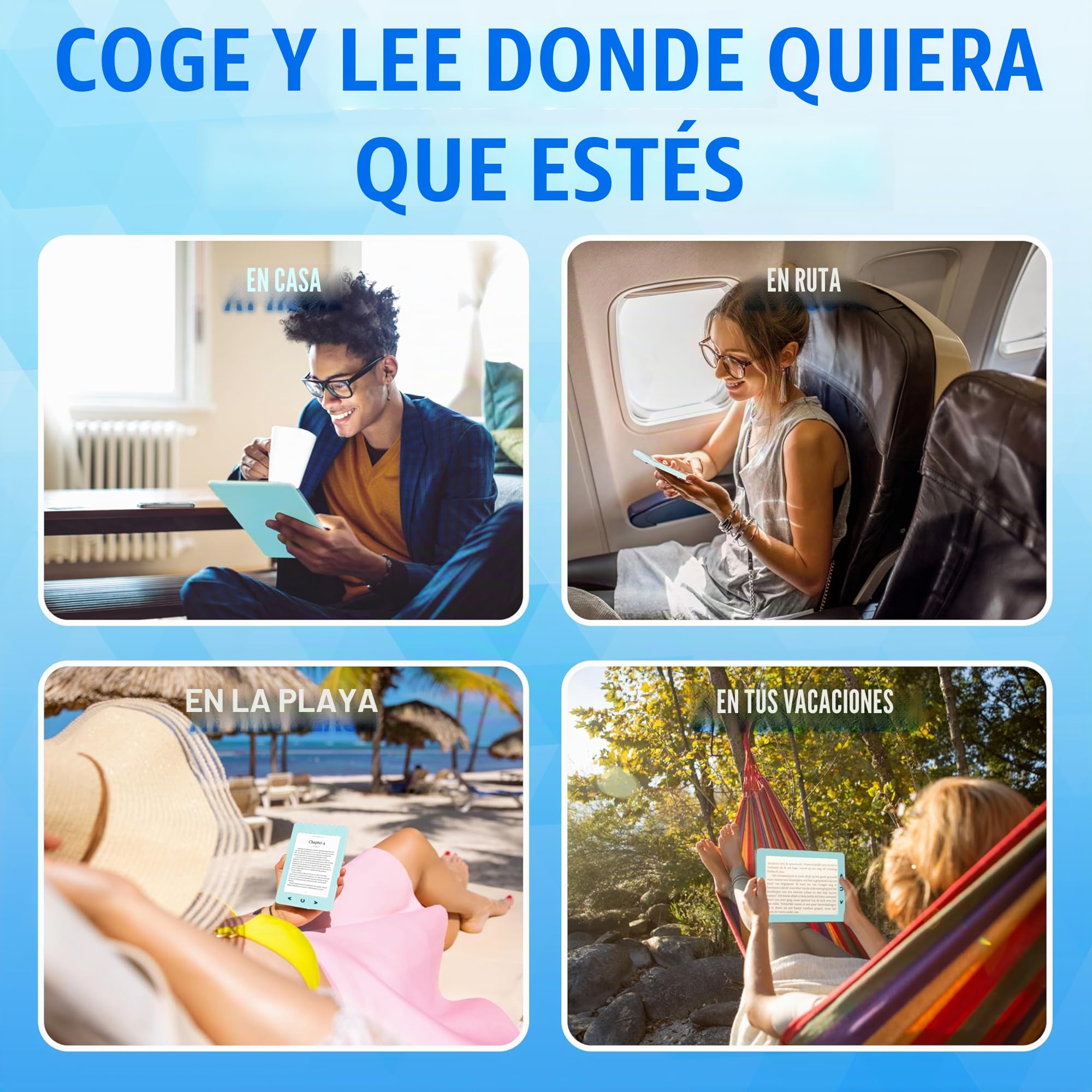 Silvergear® Ebook Reader con Retroiluminación | Pantalla Táctil E-Ink de 6 Pulgadas | 4 GB de Memoria para 3000+ E-Books | E-Reader | Antirreflejos y Ligero | Azul
