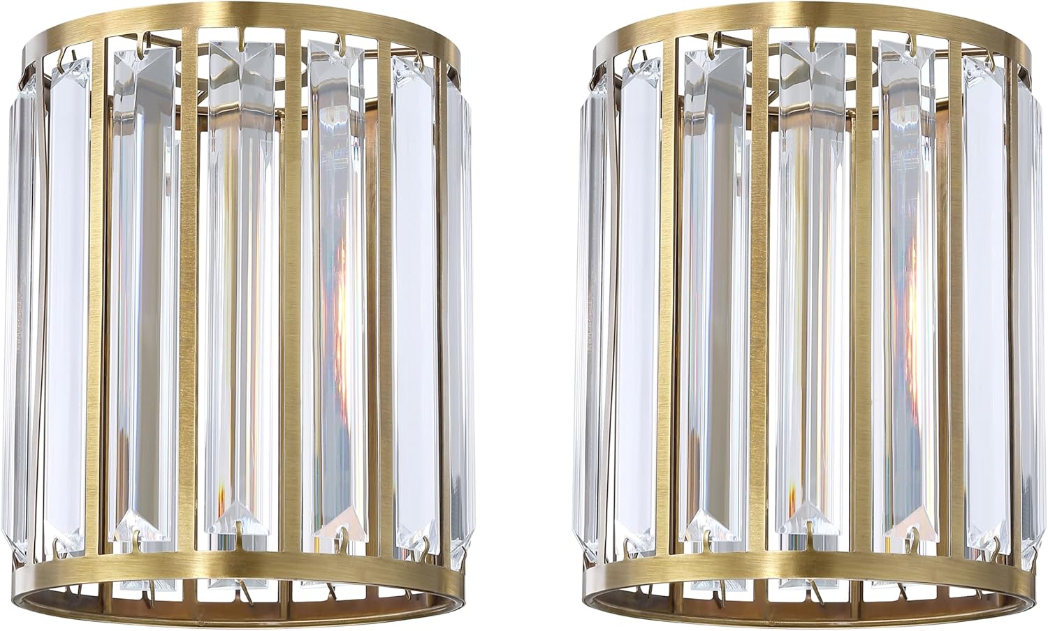 Polyhedral Crystal Replacement Cover Gold Shade Fixture 2 Pack Metal Pendant Ceiling Chandelier Wall Sconce Lamp 1.66" Fitter Size,5.8" high*6.8"diameter