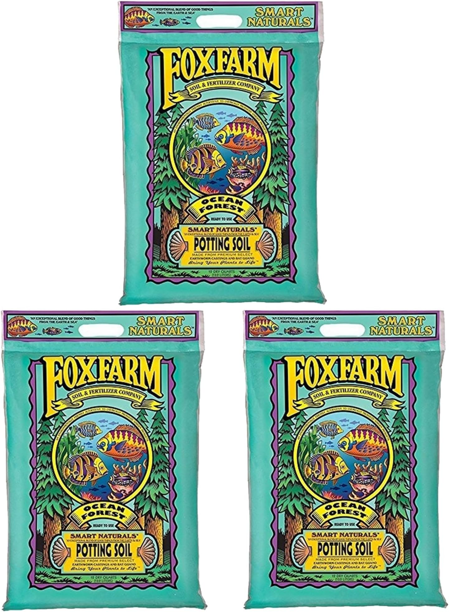 FoxFarmFX14053 12-Quart Ocean Forest Potting Soil (Тhrее Pаck)