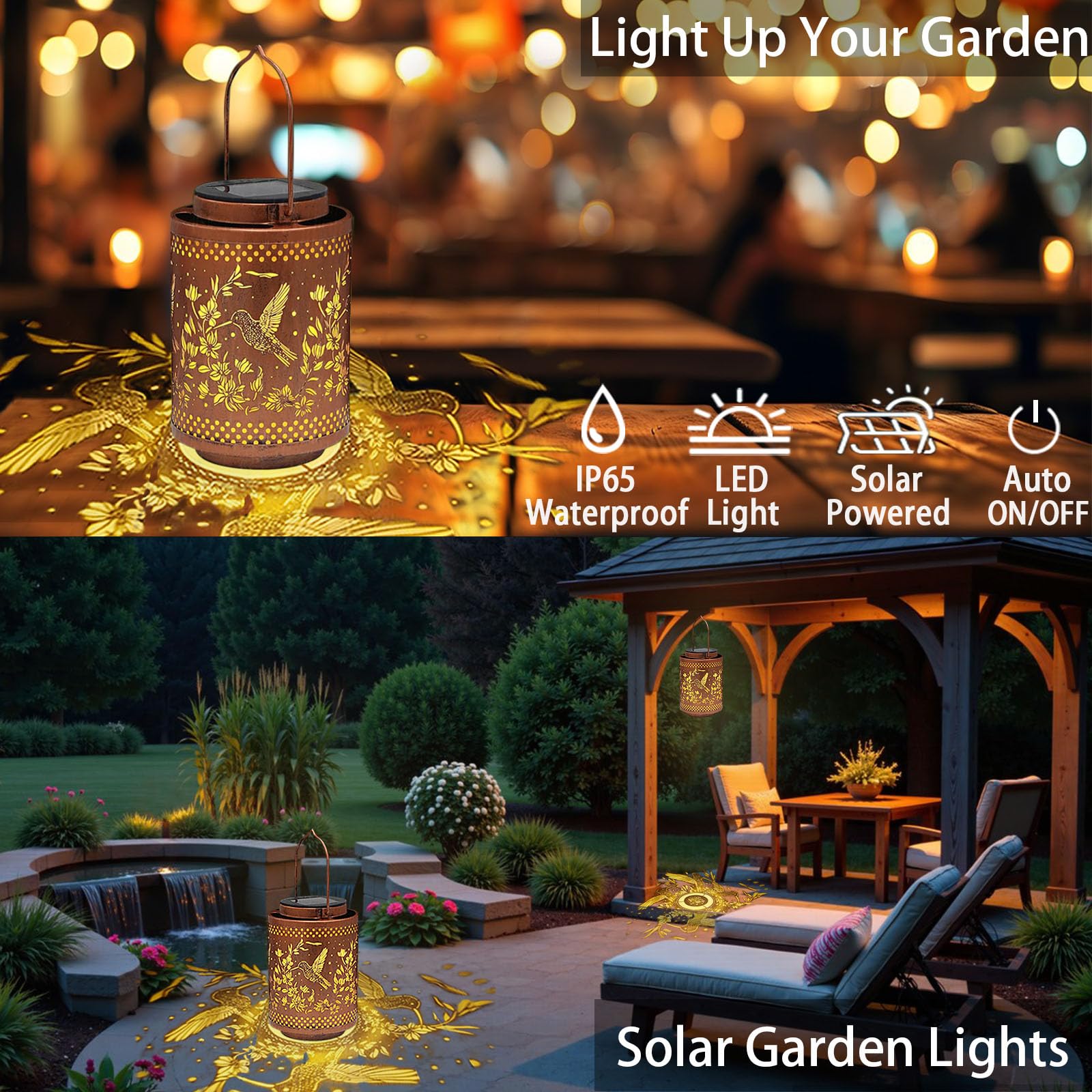 Solarlampen für Außen Hängend - 1 Stück Solarlampen für Außen Garten - IP65 Wasserdicht Solarlate... Ansicht 5