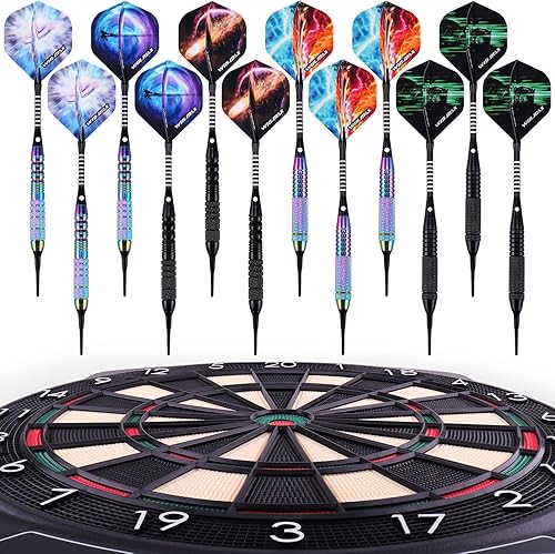 Miniatura 19 de WIN.MAX Juego de dardos de punta de plástico – Juego de dardos de punta suave – 12 piezas de 0.63 oz con 100 puntas de dardos adicionales, 12