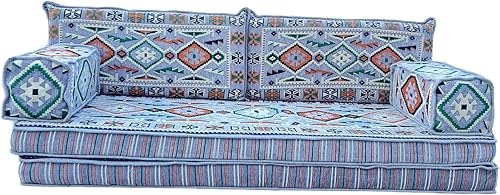 arabicsofa 8 Inch Thick Gray Sofa Seating Set  Modular Corner Floor Cushions  Washable Floor Sofa Covers