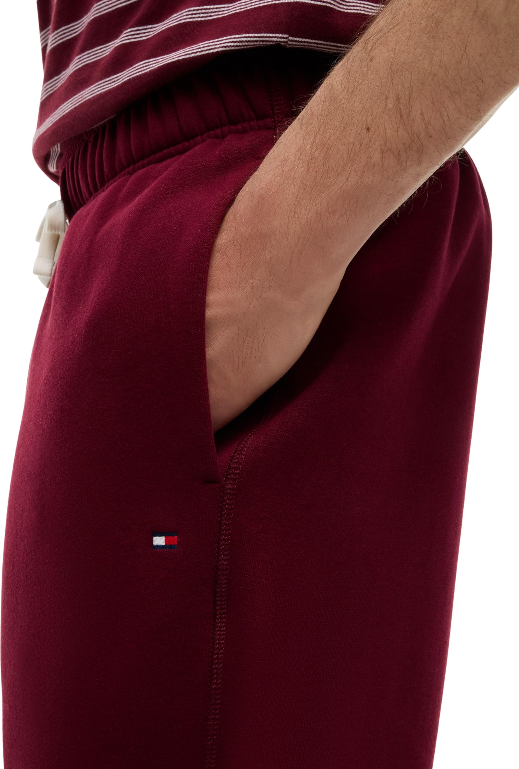 Tommy Hilfiger Pantalones de chándal con cordón de Forro Polar para Hombre, Granate, S