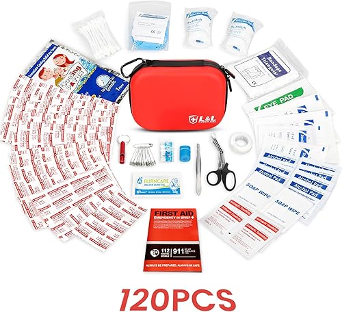 Miniatura 9 de L&L First Aid, Mini kit de primeros auxilios de 120 piezas, kit de primeros auxilios para el hogar, kit médico de emergencia impermeable, pequeño