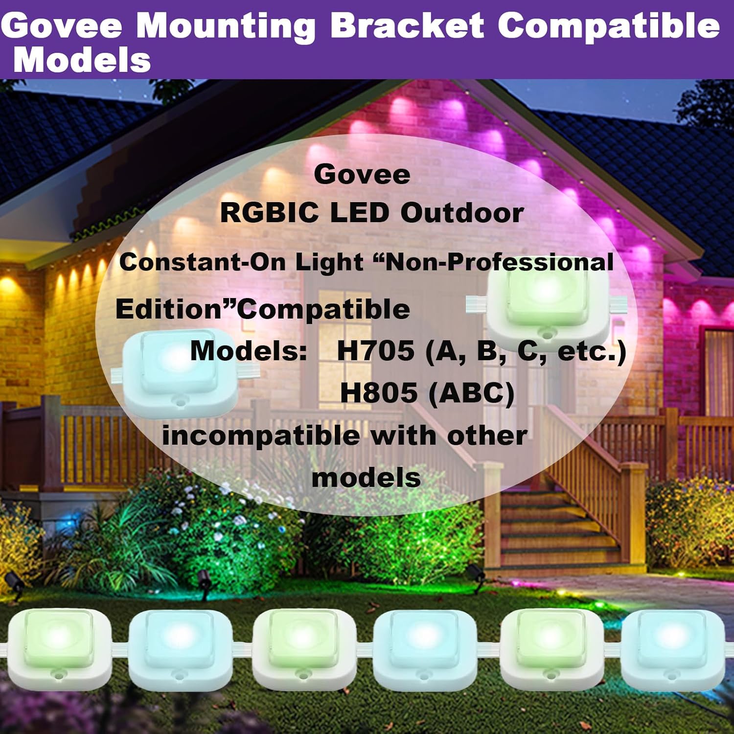 40-Piece Mounting Bracket Set Compact Upgrade Edition with 80 Screws Secure Mounting Brackets for Govee Permanent Outdoor LED Strip Lights (Non-Pro Version) Compatible Models: H705/H805
